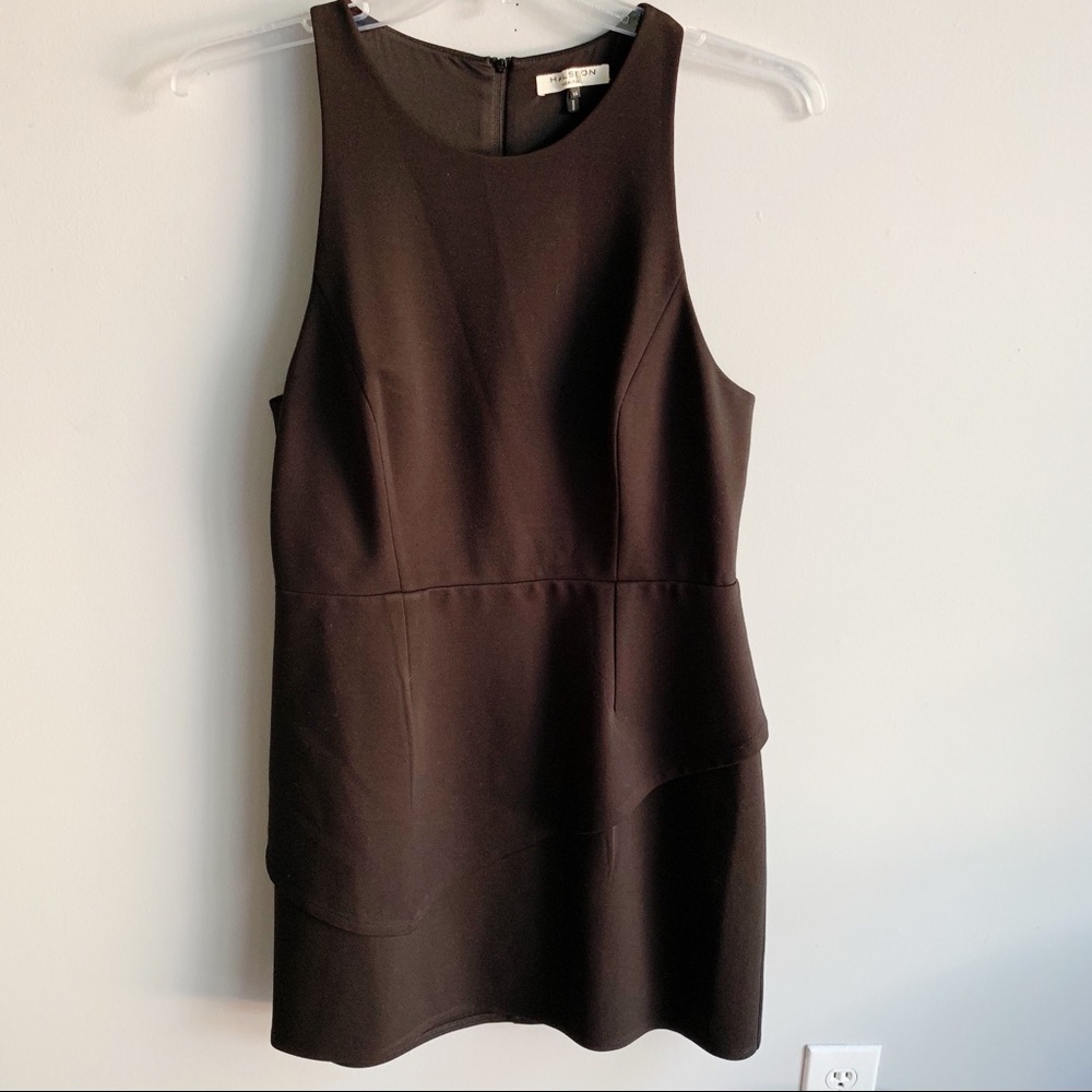 Halston Heritage Skirt Overlay Cutout Mini Dress
